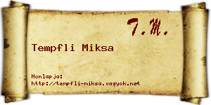 Tempfli Miksa névjegykártya